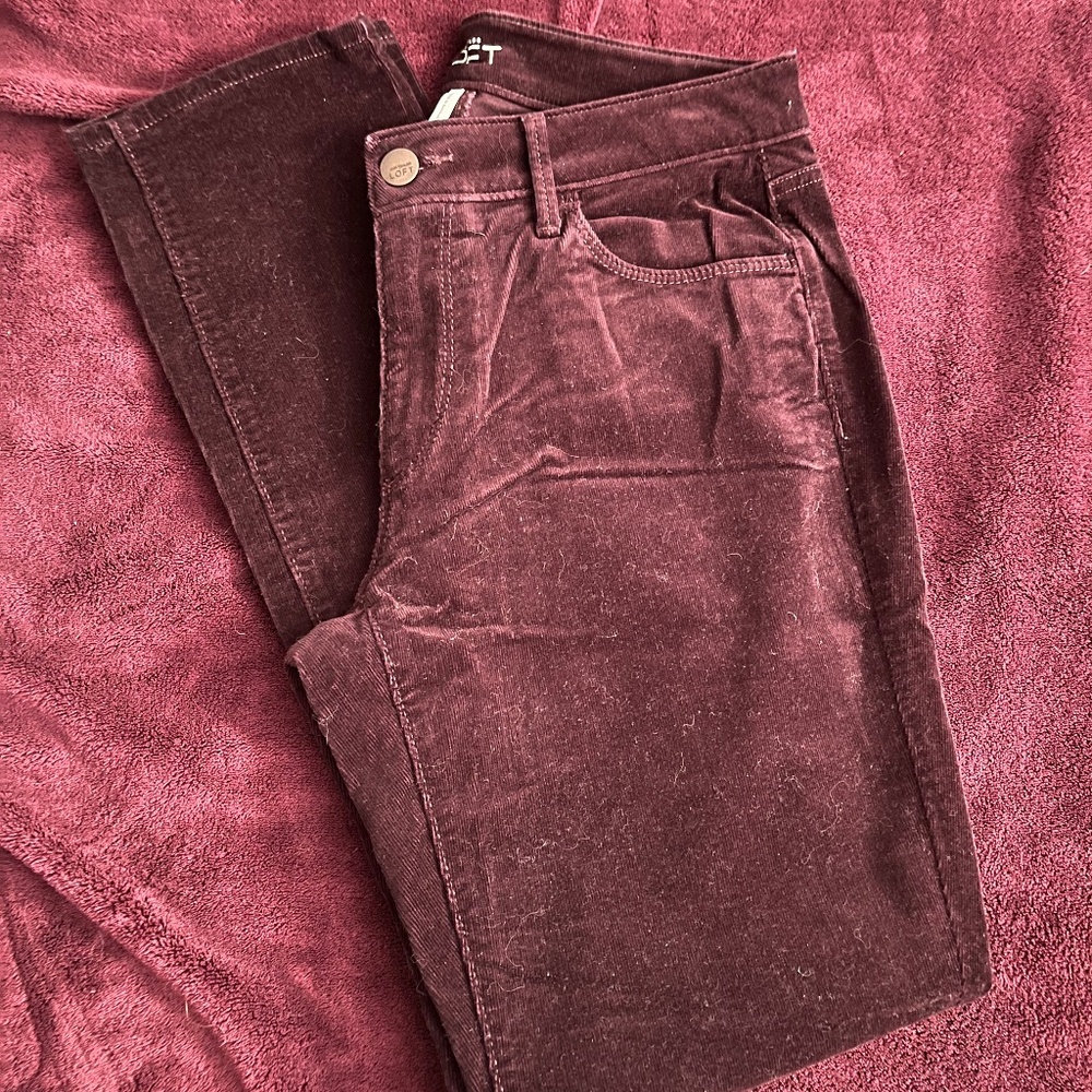 Loft curvy skinny burgundy corduroy pants size 28/6